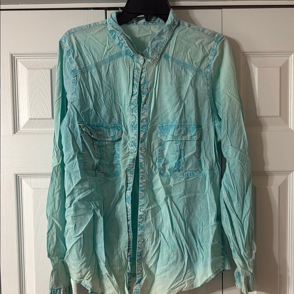 Maurices‎ Blue Casual Button Down Shirt Lightweight Fabric
